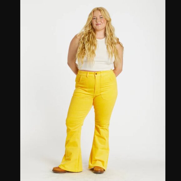 Hammies Yellow Corduroy Flare Pants 28" - Picture 1 of 8
